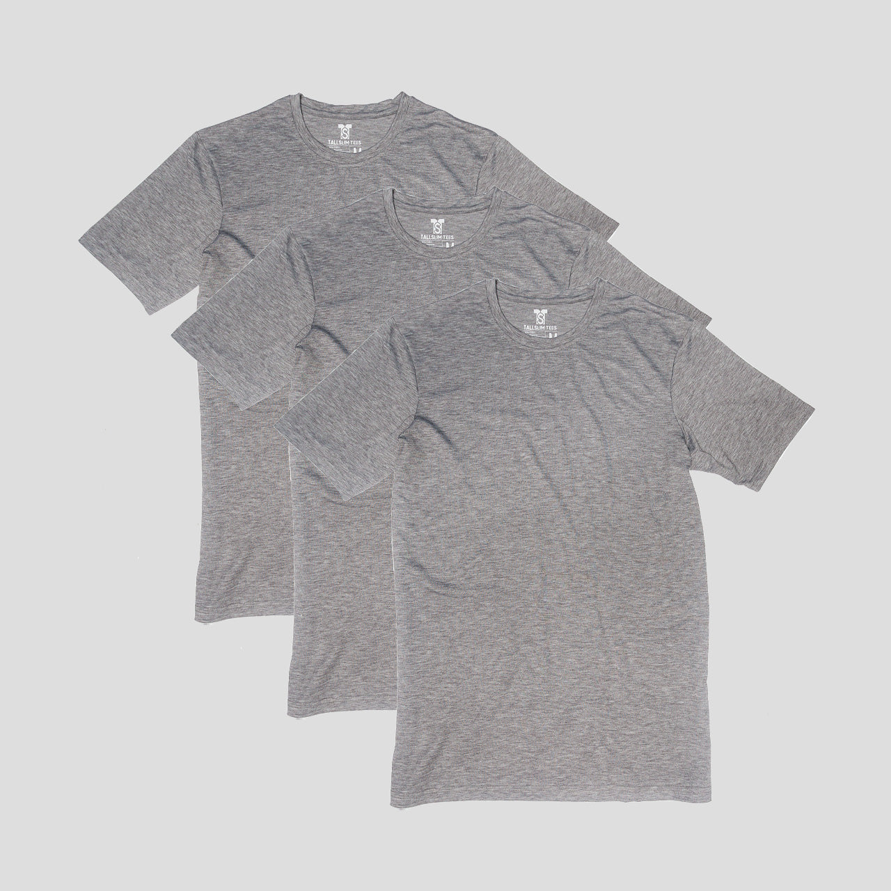 3 Pack - Gray Crew Neck Shirt for Tall Slim Men