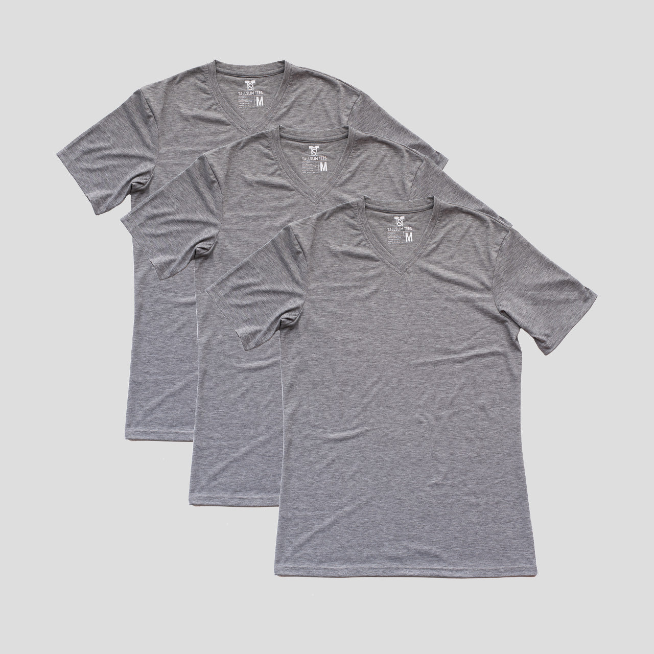 3 Pack - Light Gray V-Neck Shirt for Tall Slim Men