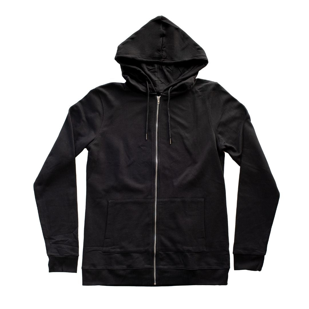 Black Zip Up Hoodie for Tall Slim Men