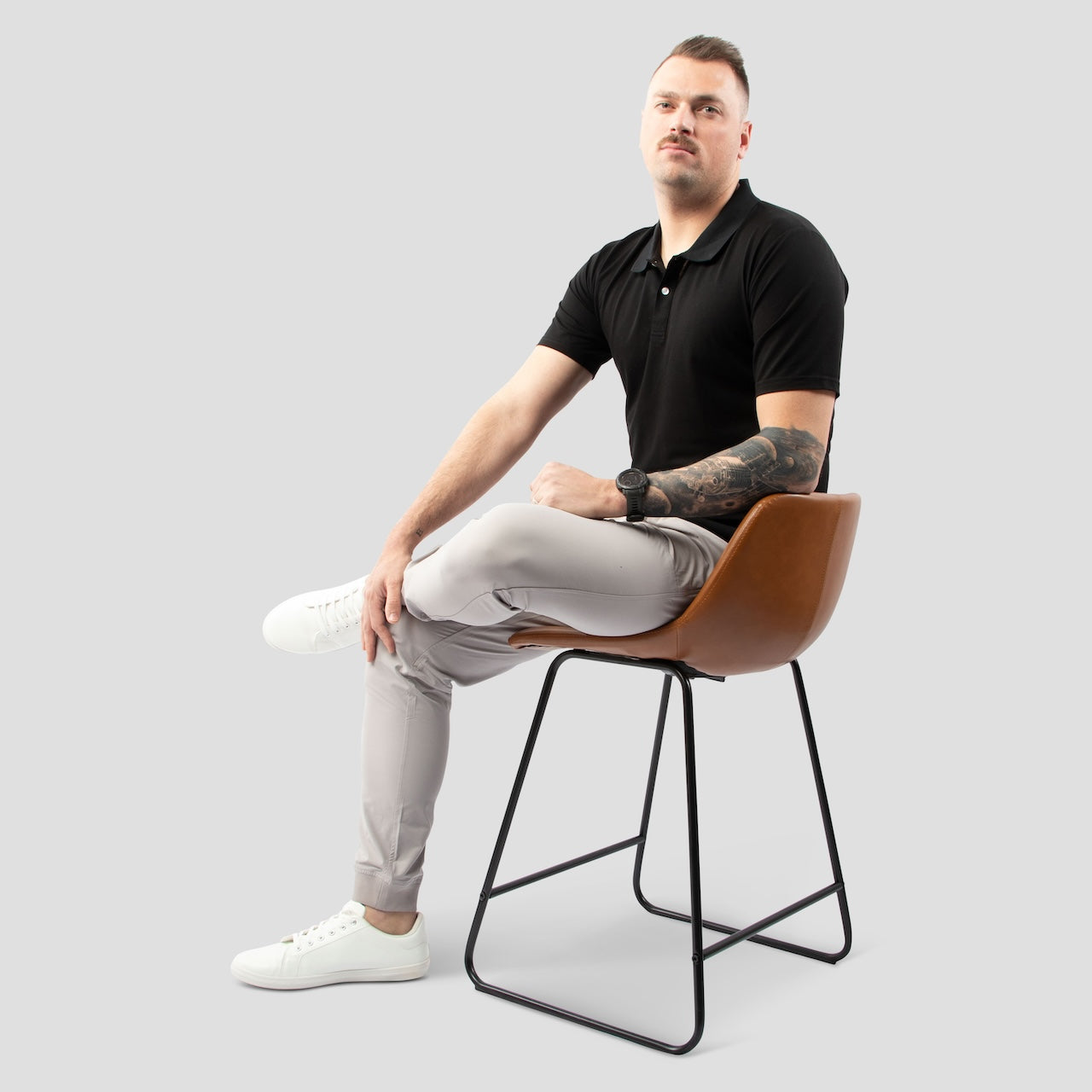 Black Polo Shirt for Tall Slim Men