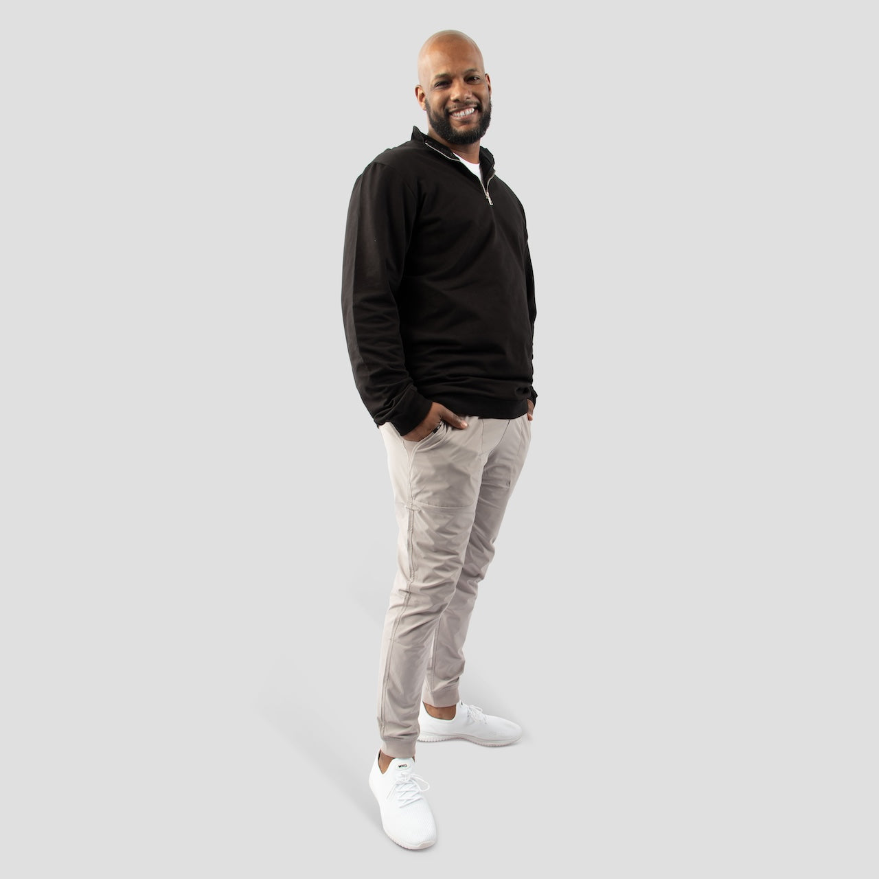 Black Quarter Zip Jacket for Tall Slim Men