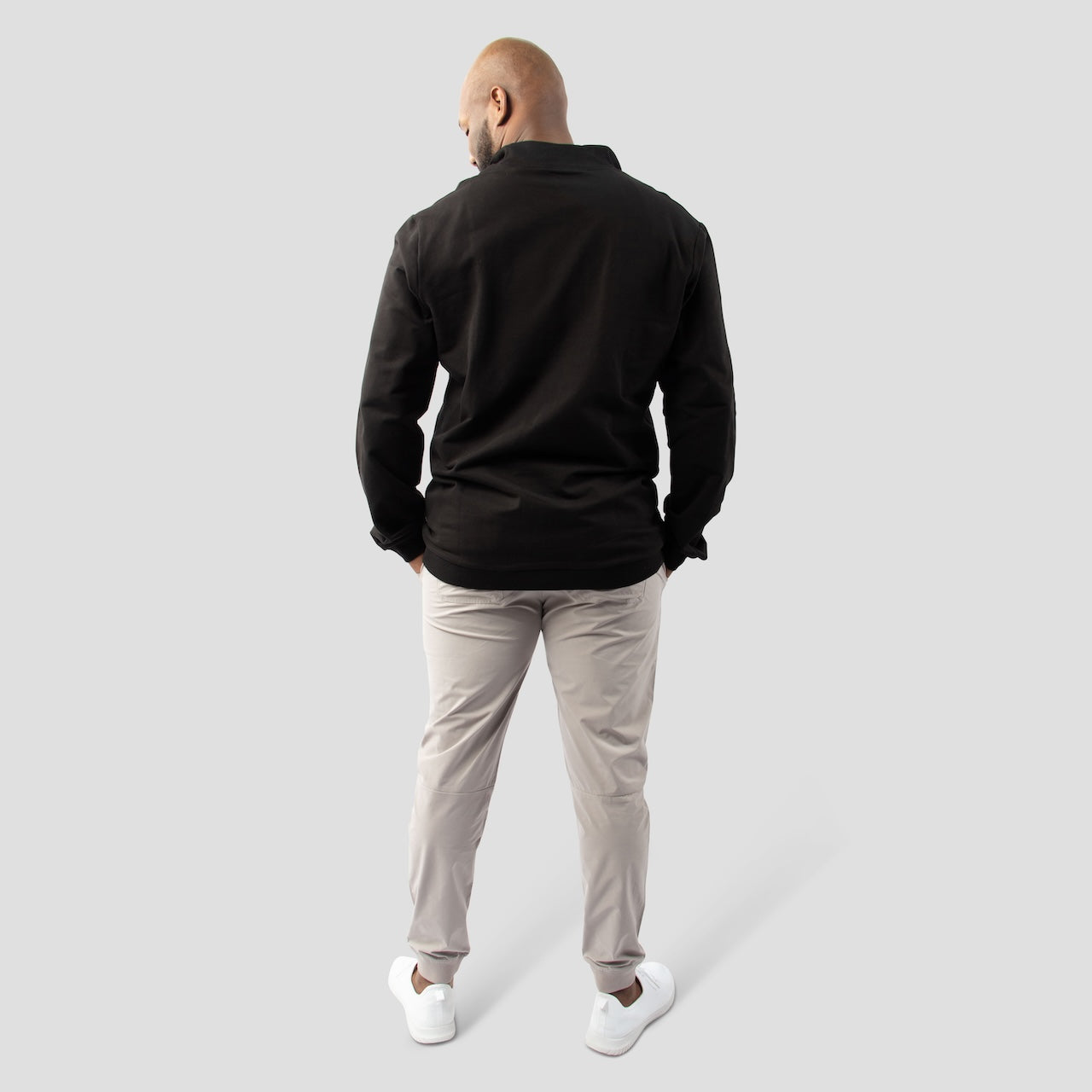 Black Quarter Zip Jacket for Tall Slim Men