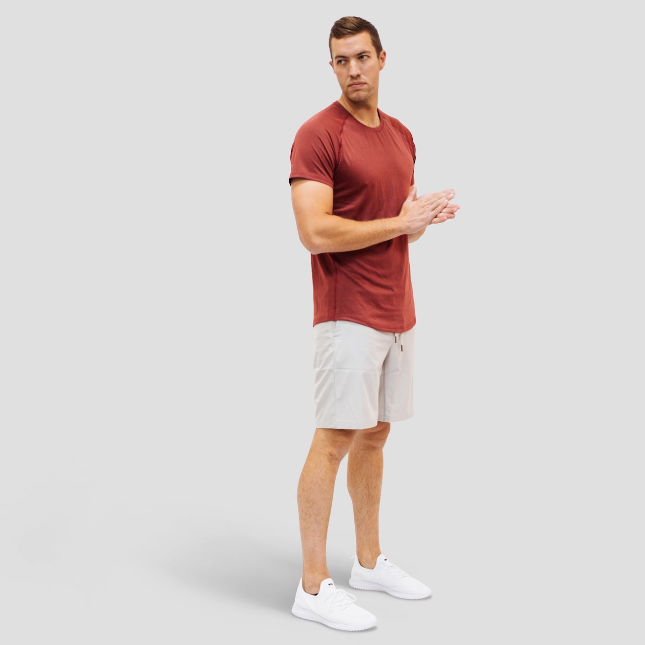 Stone Gray Athletic Shorts for Tall Slim Men