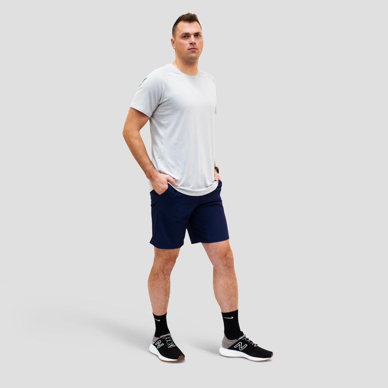 Navy Athletic Shorts for Tall Slim Men