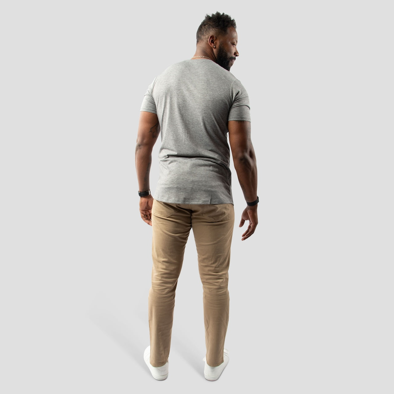 Gray Dark Blue Pocket Tee for Tall Slim Men
