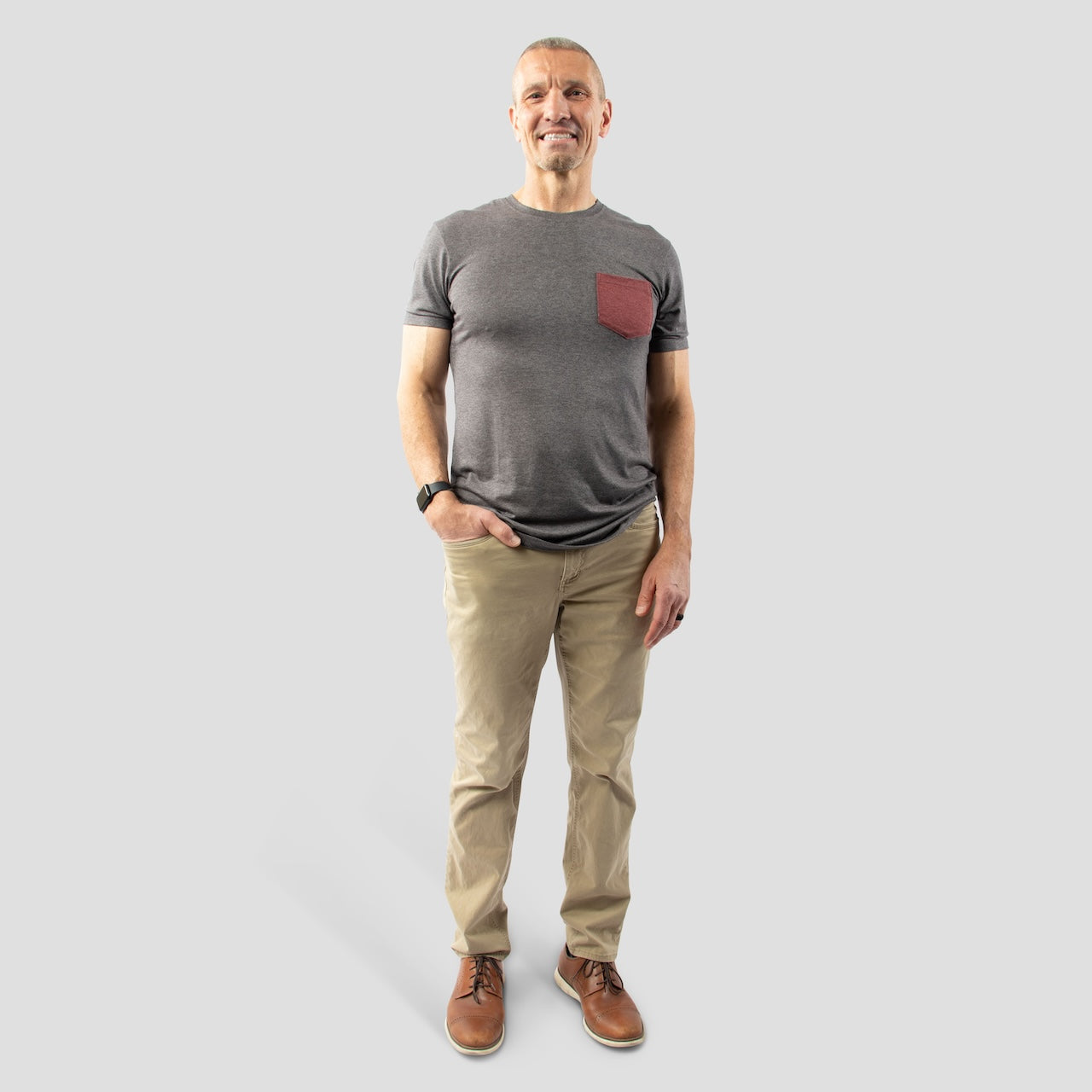 Gray Red Pocket Tee for Tall Slim Men