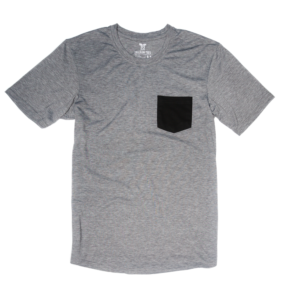 Gray Pocket Tee for Tall Slim Men