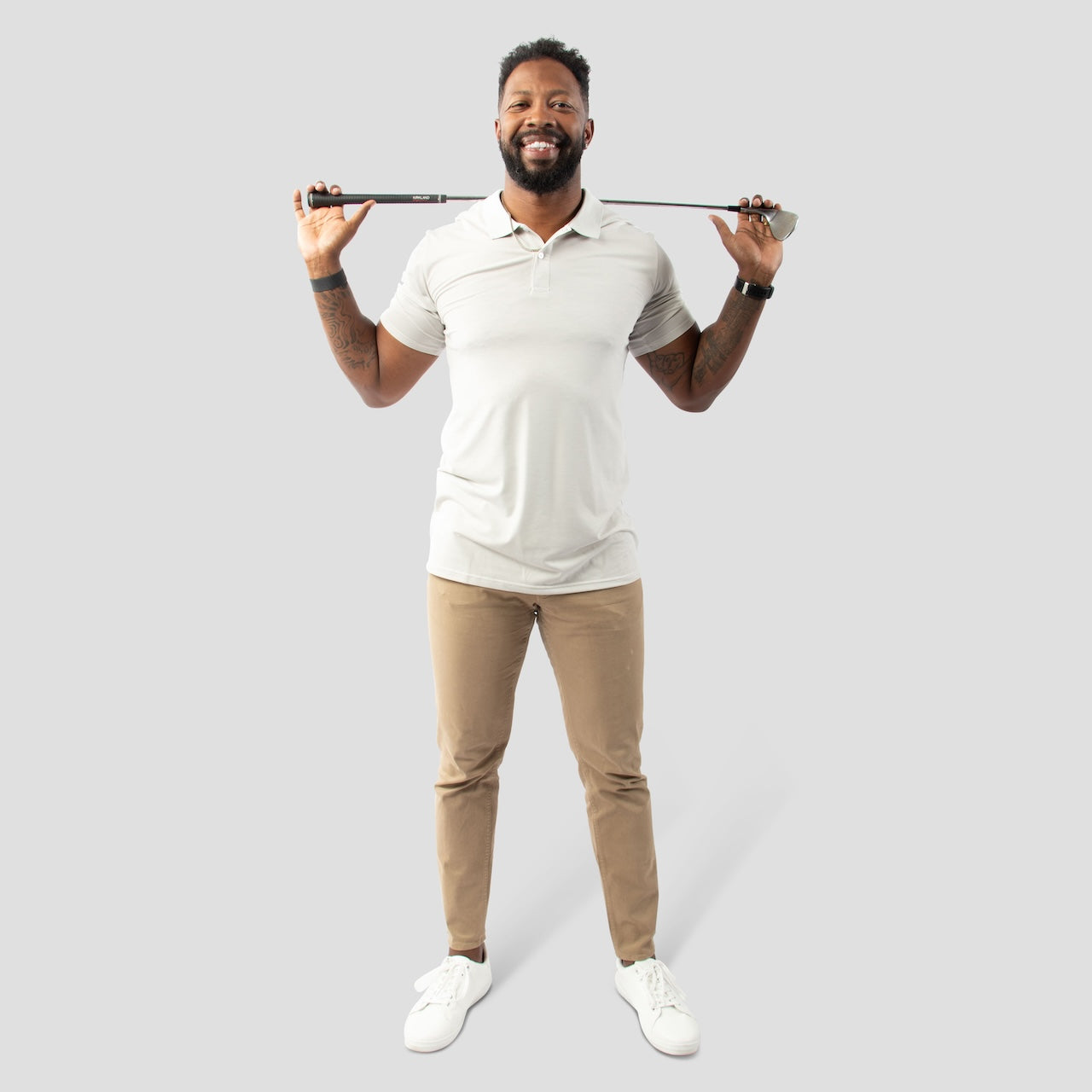 Light Gray Polo Shirt for Tall Slim Men