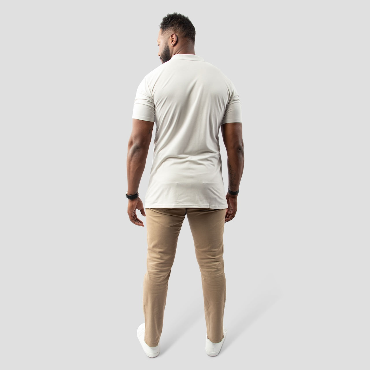Light Gray Polo Shirt for Tall Slim Men