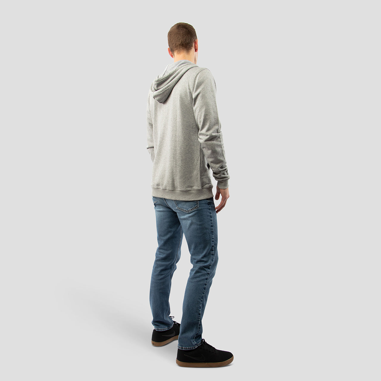 Light Gray Zip Up Hoodie for Tall Slim Men