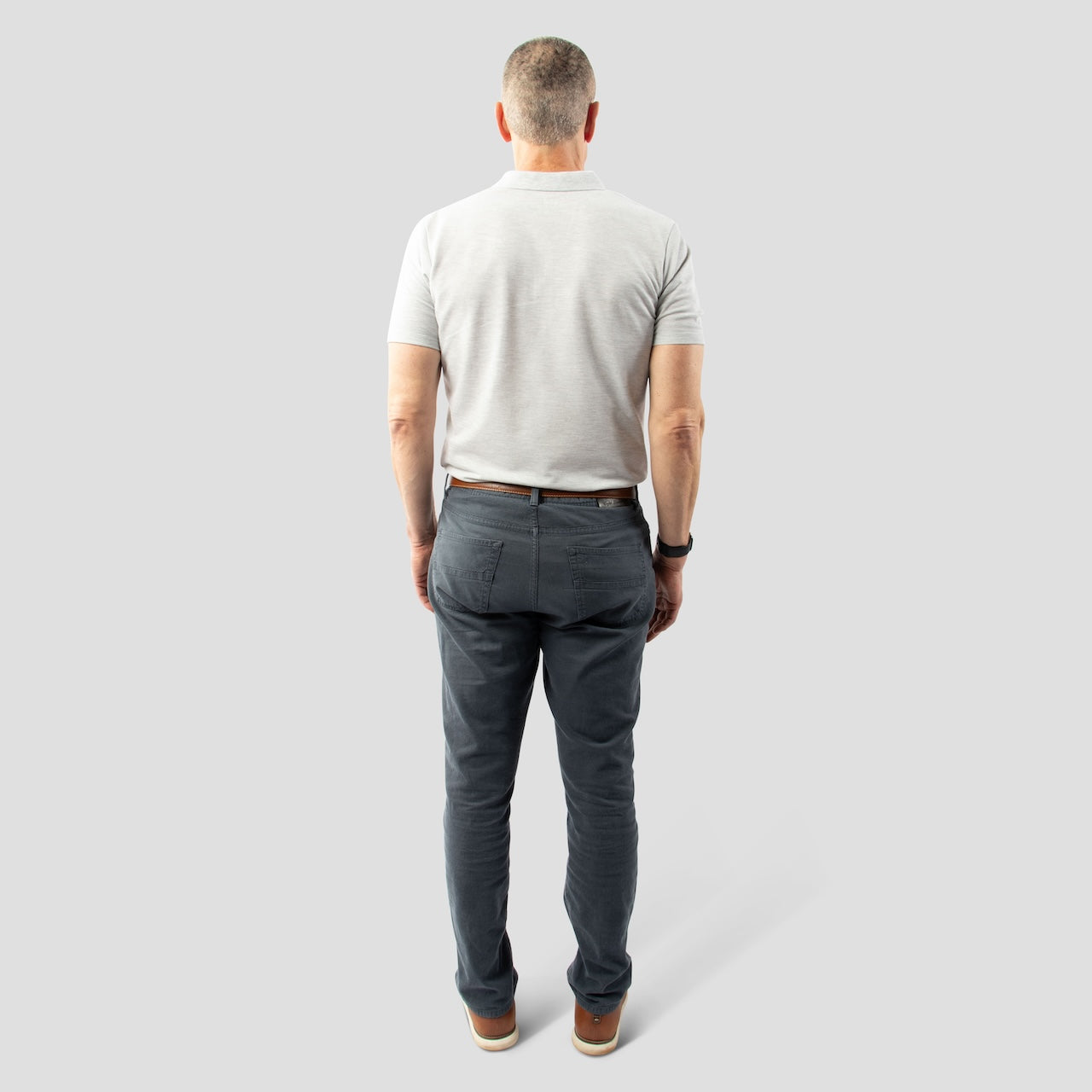 Light Gray Pique Polo Shirt For Tall Slim Men