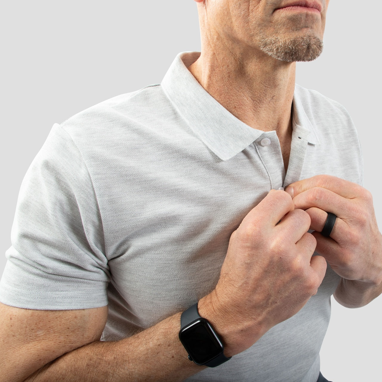Light Gray Pique Polo Shirt For Tall Slim Men