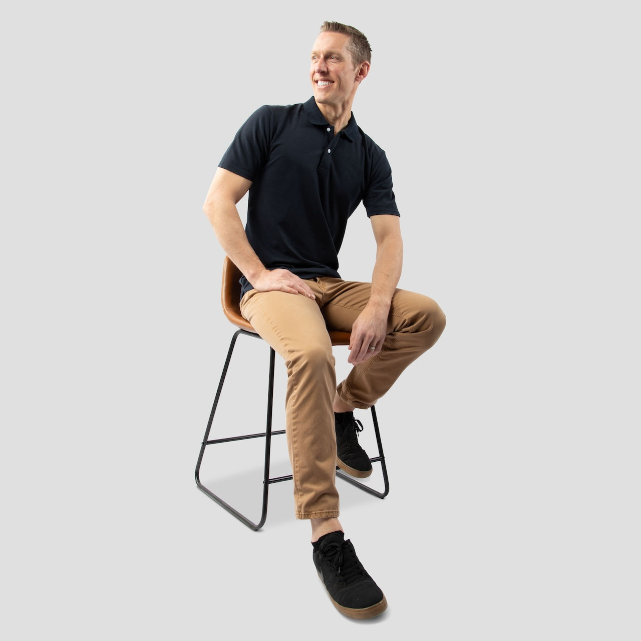 Navy Pique Polo Shirt For Tall Slim Men