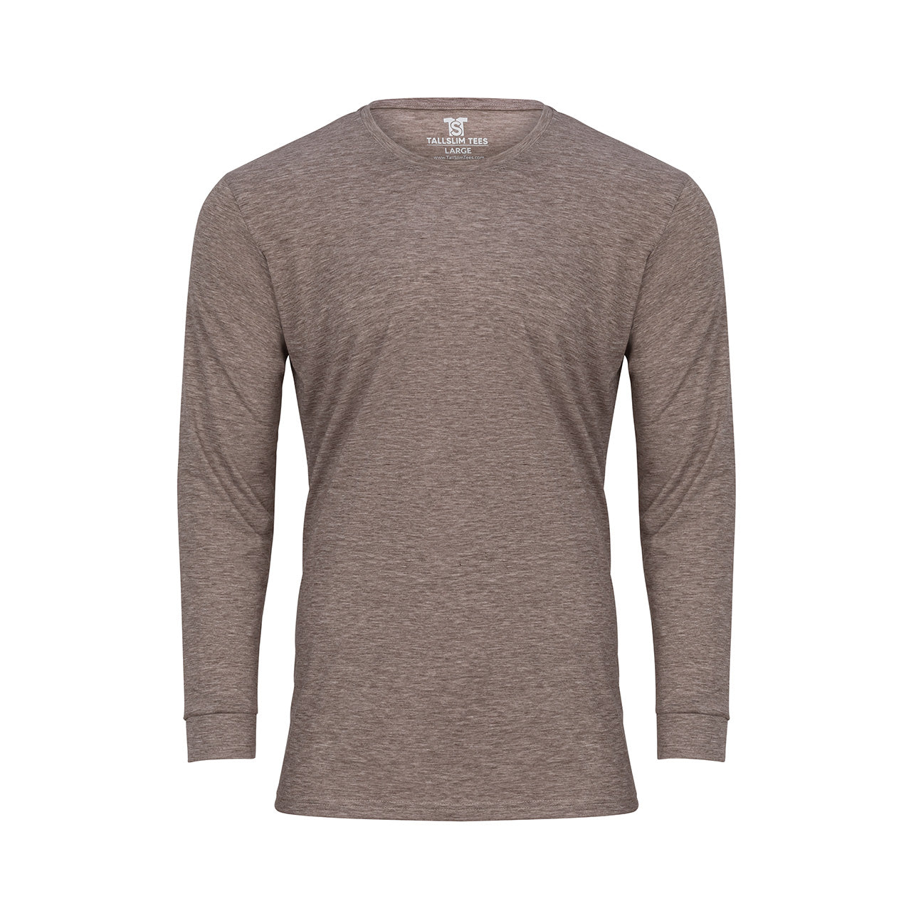 Almond Long Sleeve Crew Neck Shirt for Tall Slim Men