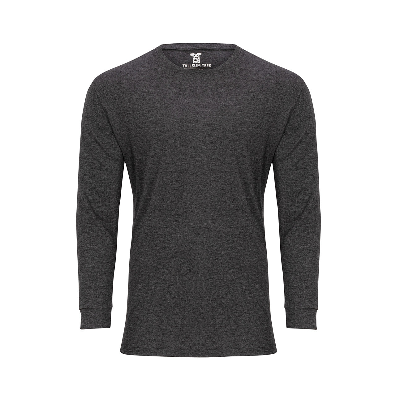 Gray Long Sleeve Crew Neck Shirt for Tall Slim Men