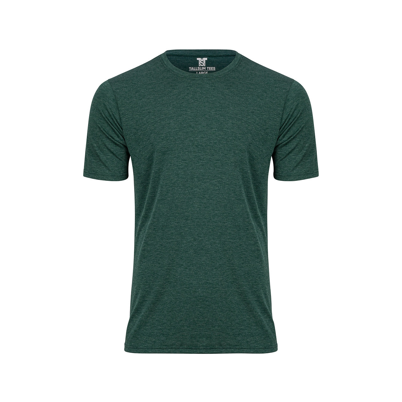 Dark Green Crew Neck Shirt for Tall Slim Men