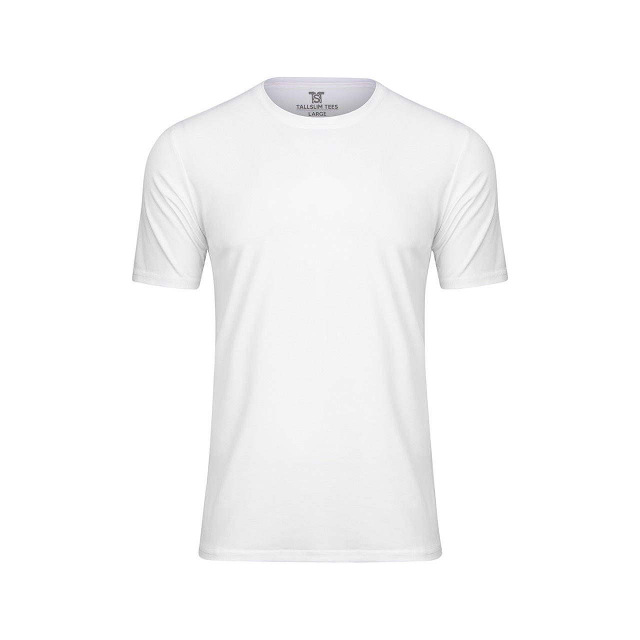 White Crew Neck Shirt for Tall Slim Men