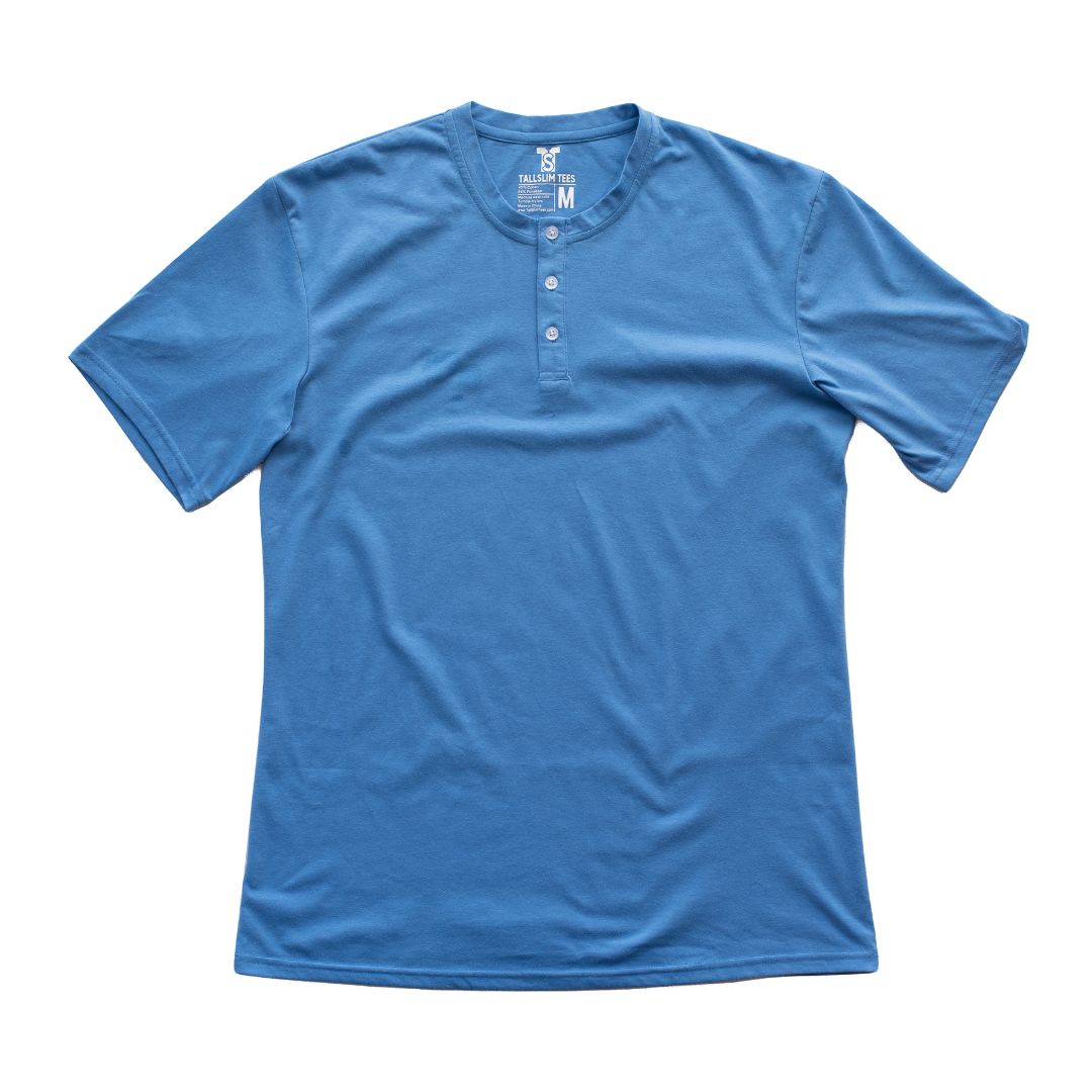Blue Henley Shirt for Tall Slim Men