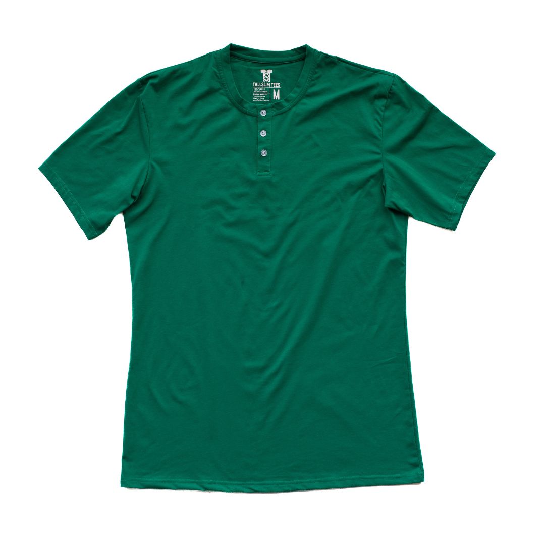 Green Henley Shirt for Tall Slim Men