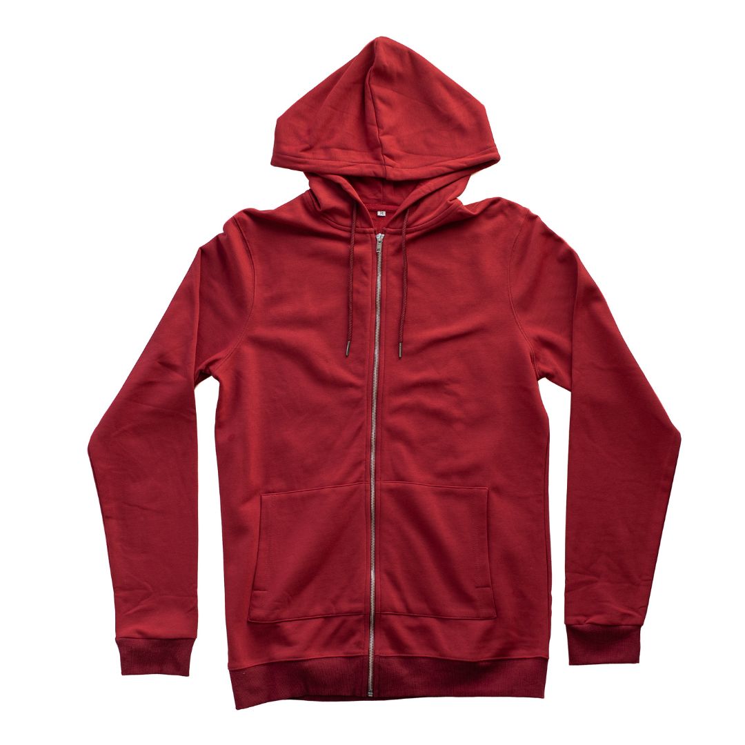 Red Zip Up Hoodie for Tall Slim Men
