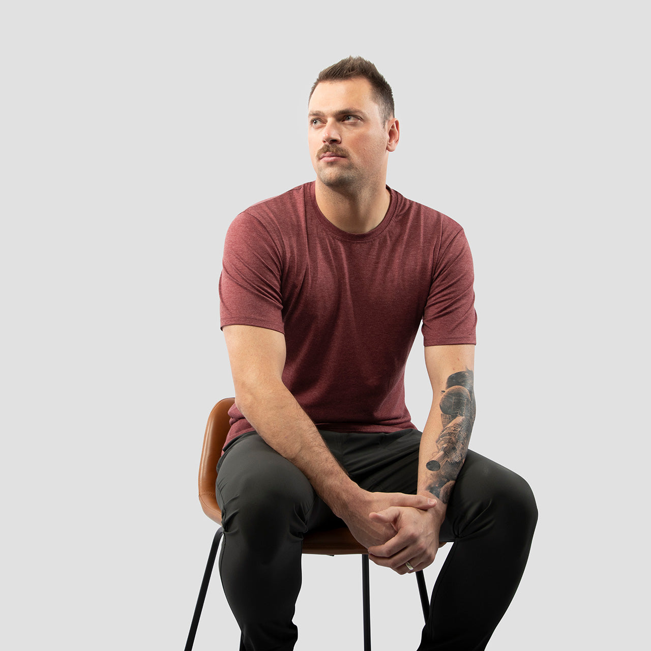 Red Crew Neck Shirt for Tall Slim Men
