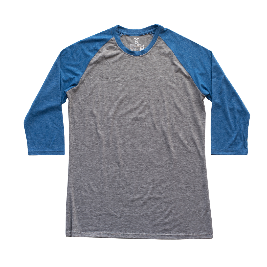 Gray and blue 3/4 Sleeve Shirt For Tall Slim Men