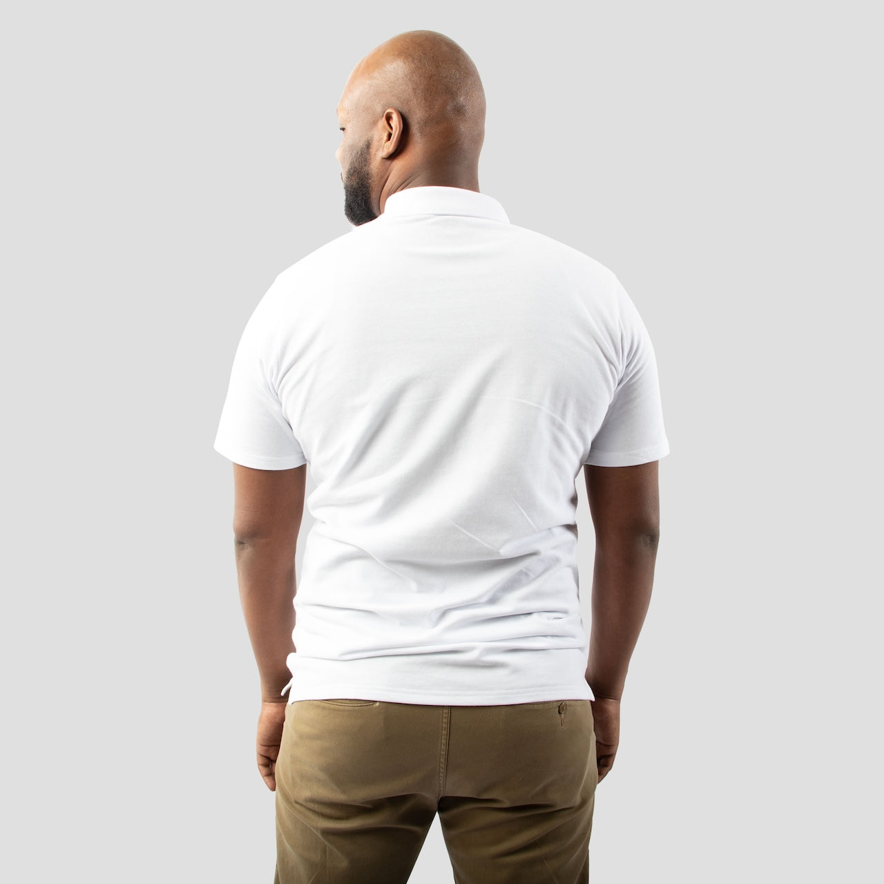 White Pique Polo Shirt For Tall Slim Men