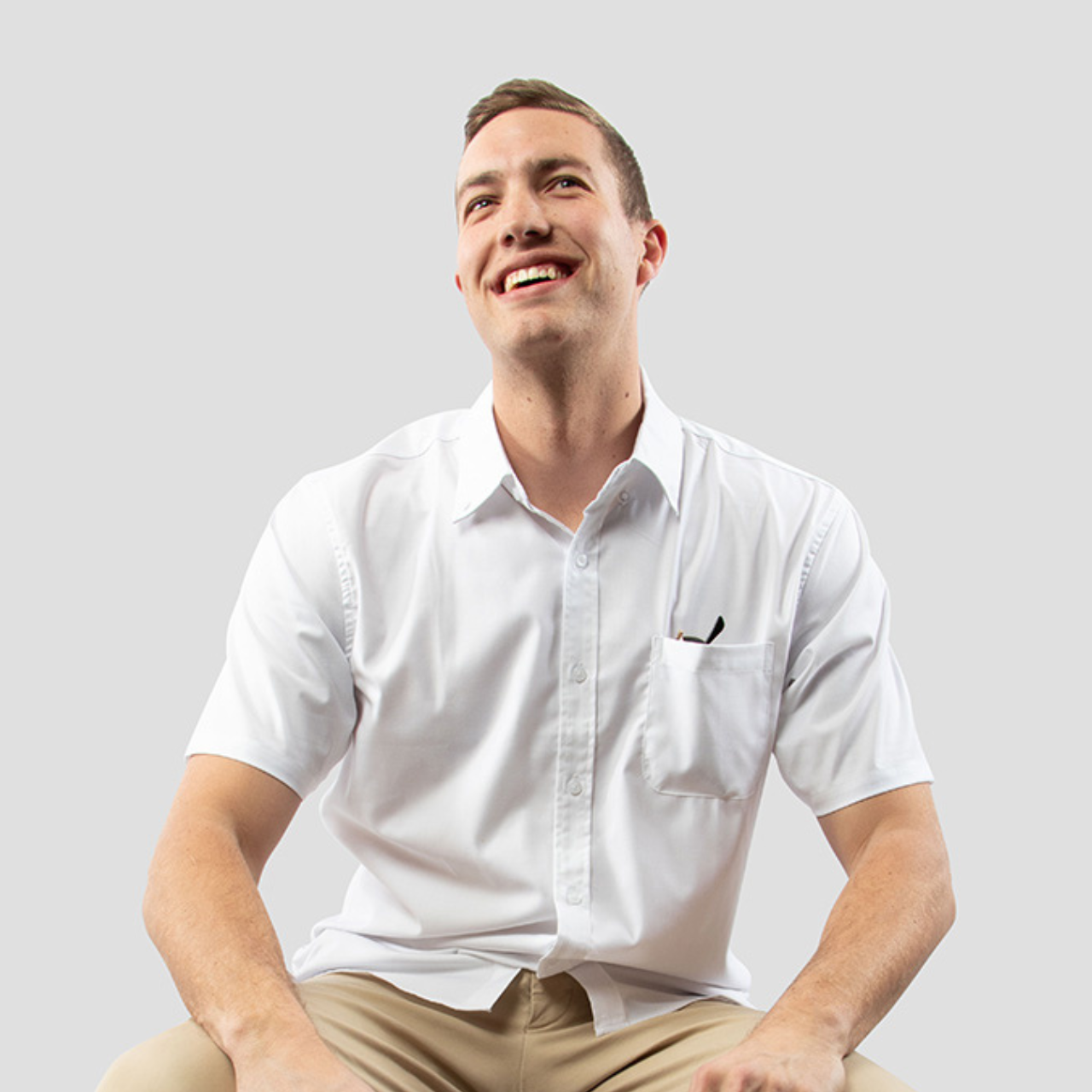 White Casual Button Up Shirt for Tall Slim Men