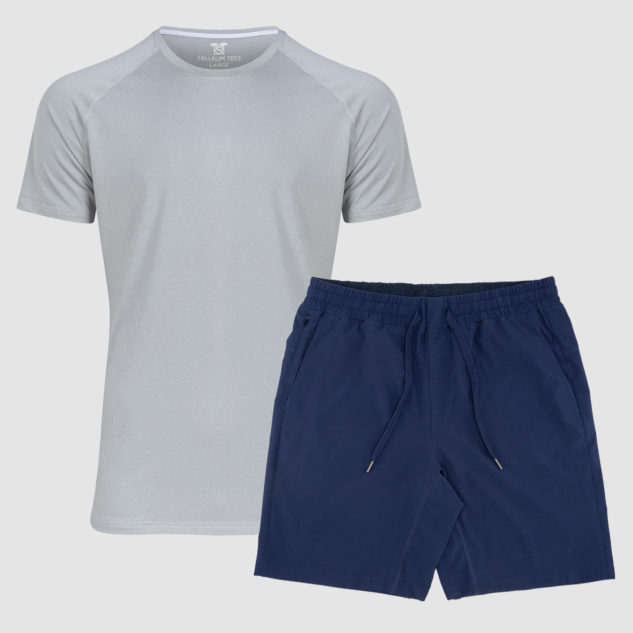 Salte Athletic Shirt and Navy Athletic Shorts for Tall and Slim Men