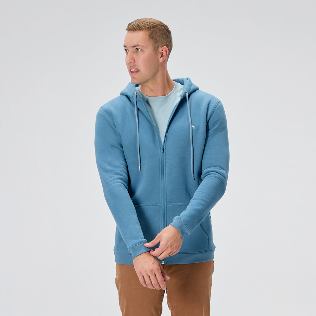 Midweight Fleece Full Zip Hoodie - Blue