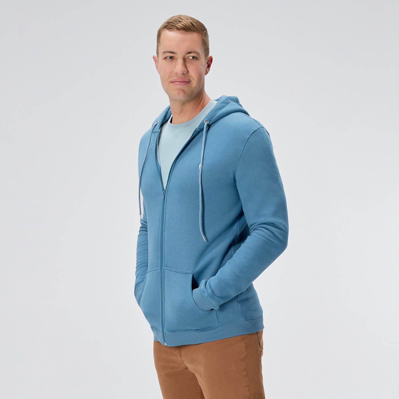 Midweight Fleece Full Zip Hoodie - Blue