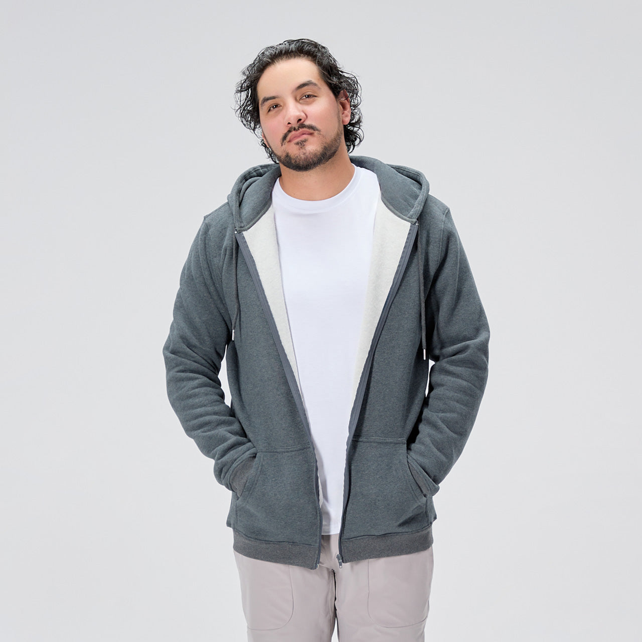 Midweight Fleece Full Zip Hoodie - Gray