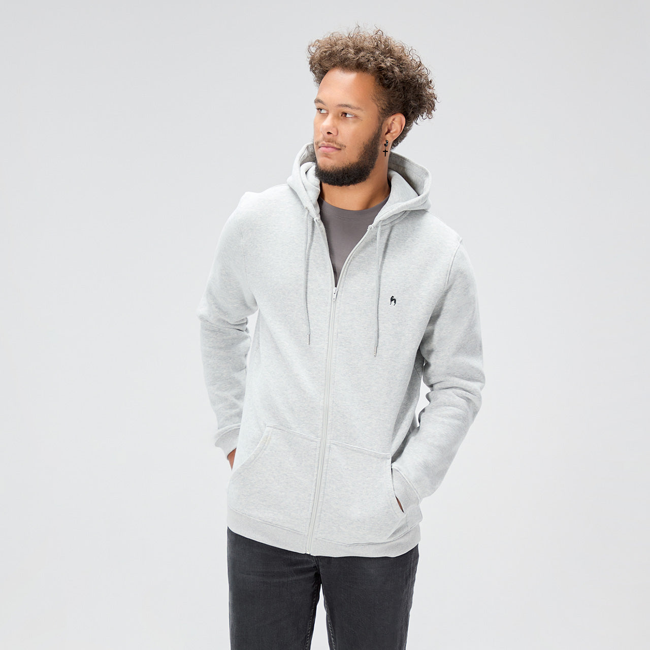 Midweight Fleece Full Zip Hoodie - Gray