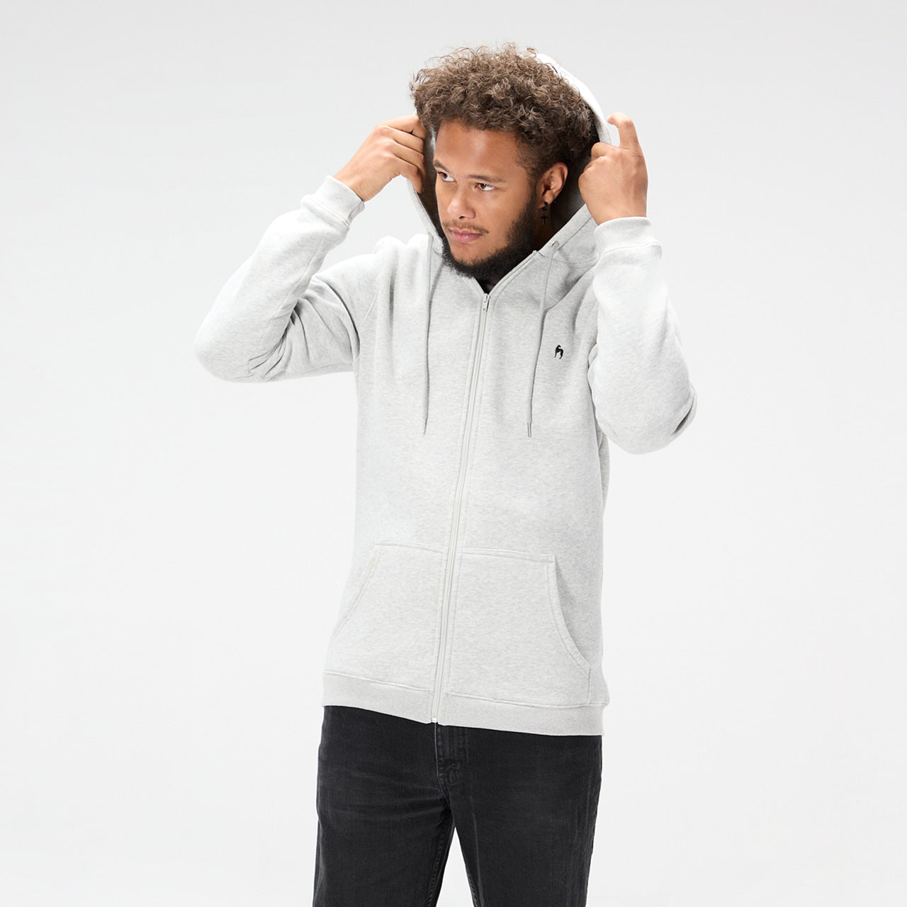 Midweight Fleece Full Zip Hoodie - Gray