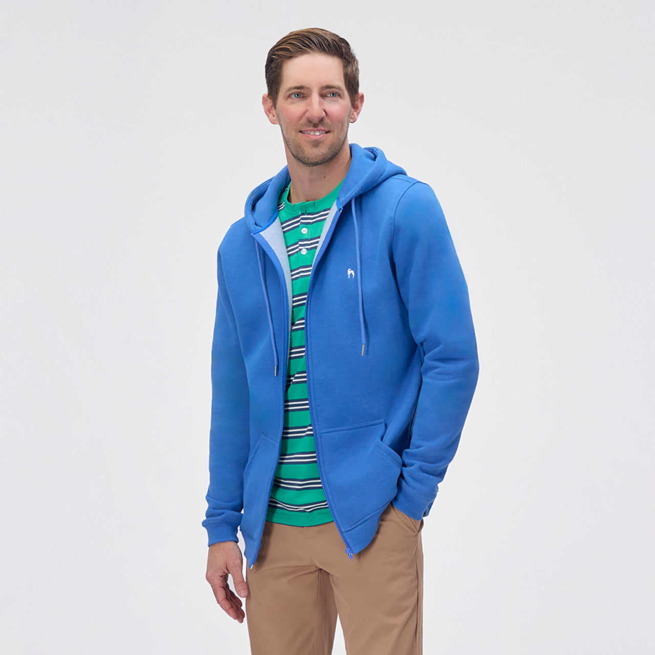Midweight Fleece Full Zip Hoodie - Blue