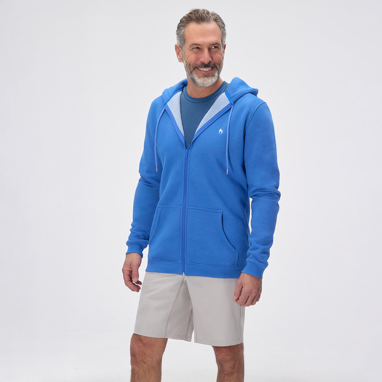 Midweight Fleece Full Zip Hoodie - Blue