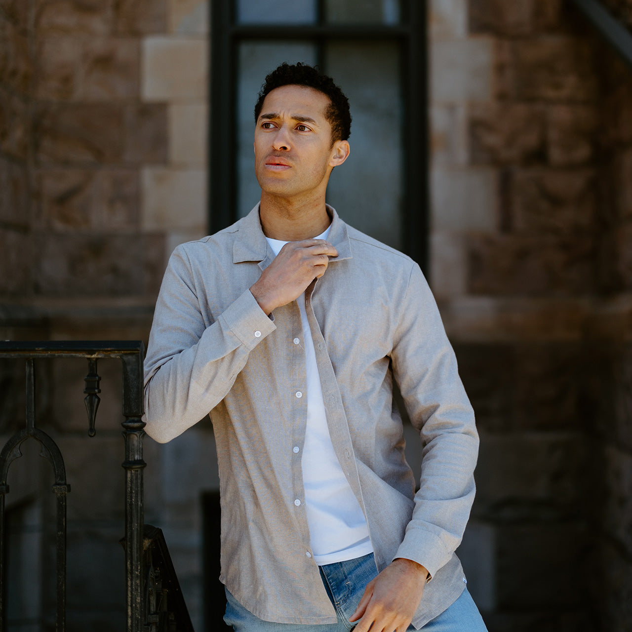 Linen Blend Button Up Shirt