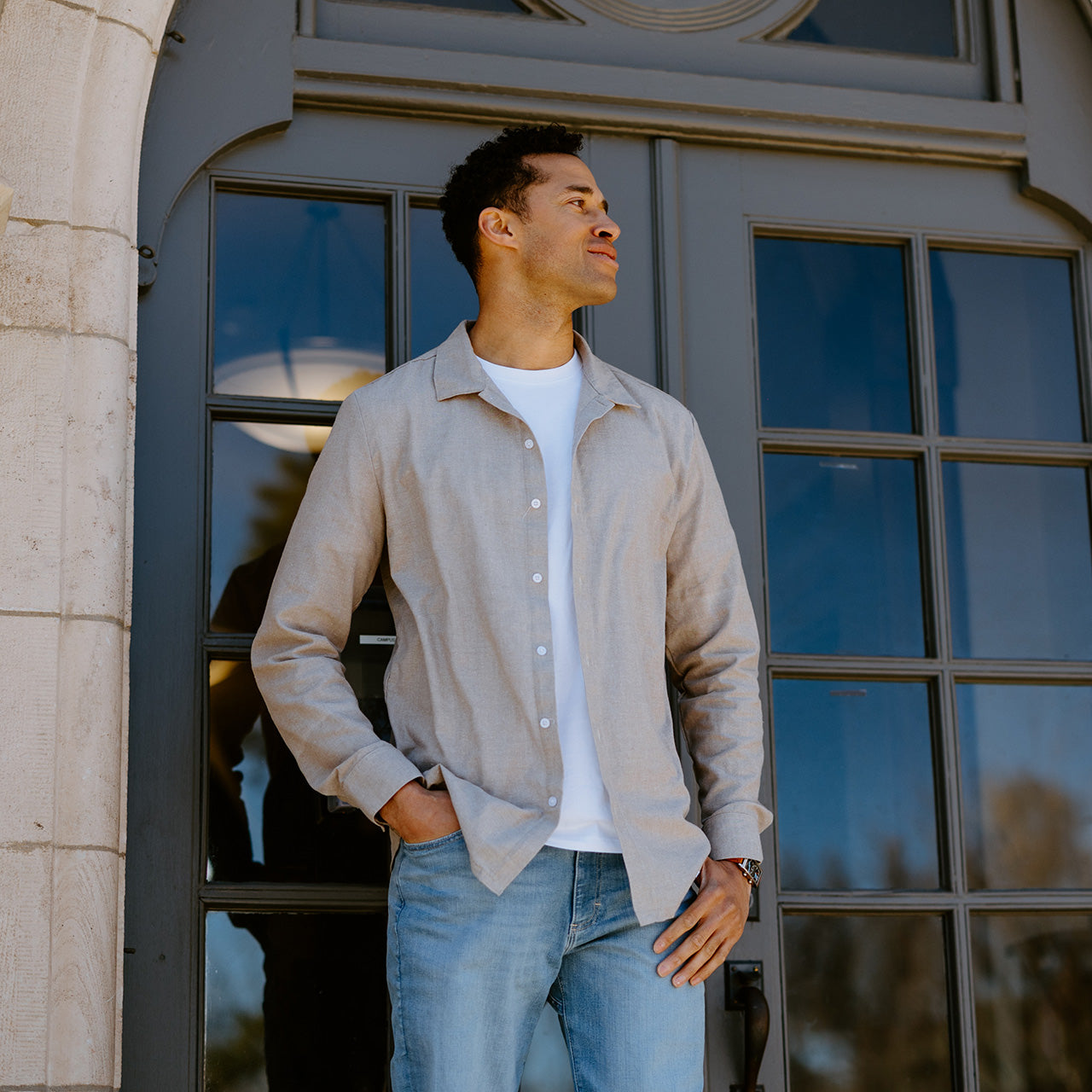 Linen Blend Button Up Shirt