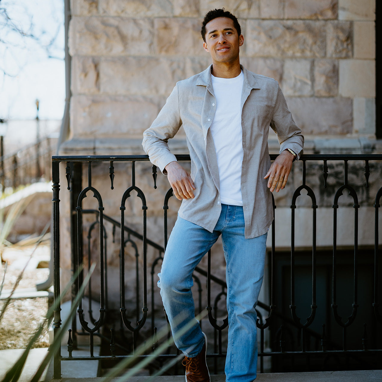 Linen Blend Button Up Shirt