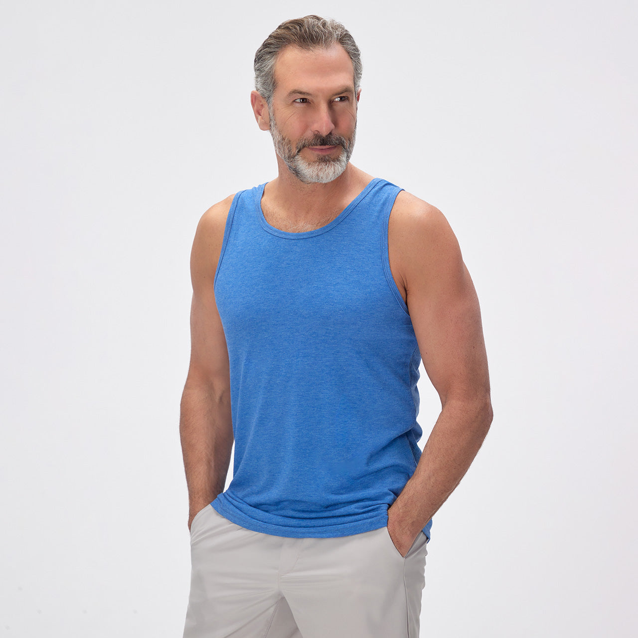 Blue Tank Top For Tall Slim Men