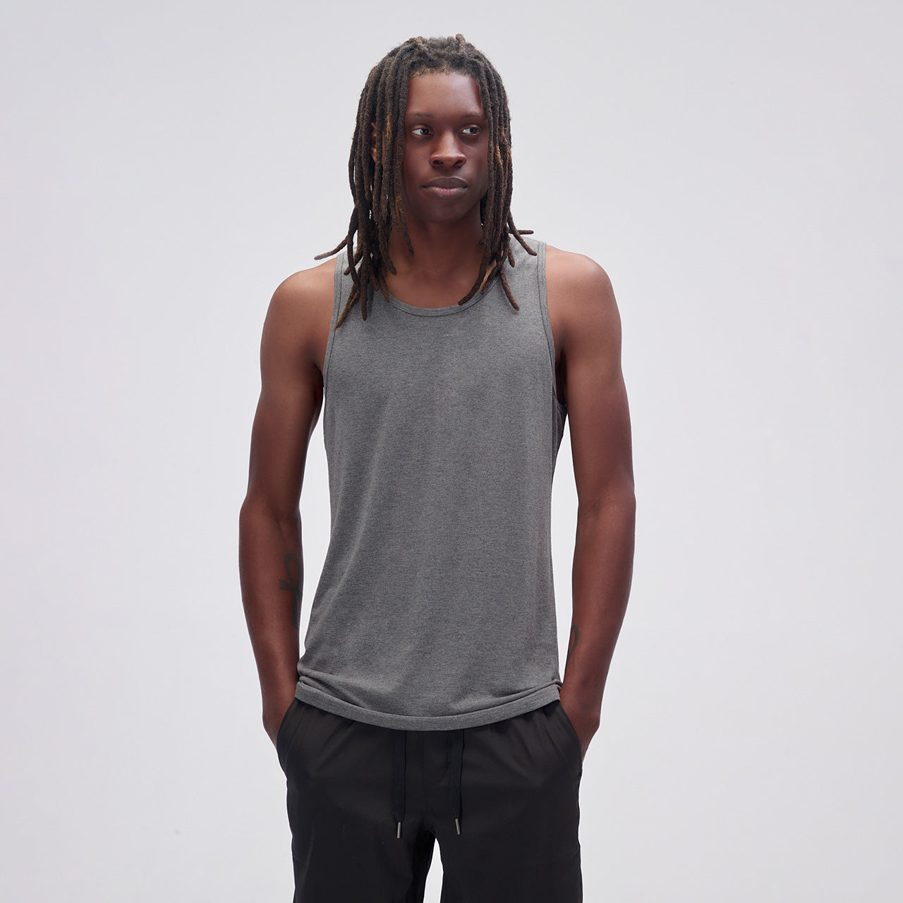 Light Gray Tank Top For Tall Slim Men