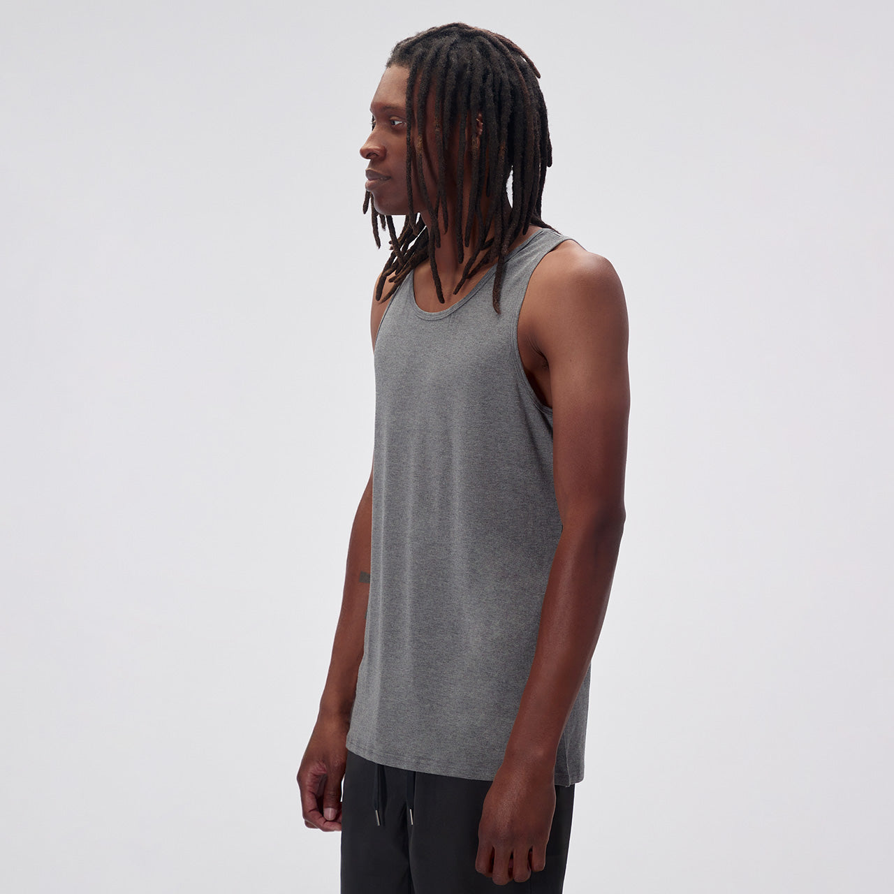 Light Gray Tank Top For Tall Slim Men