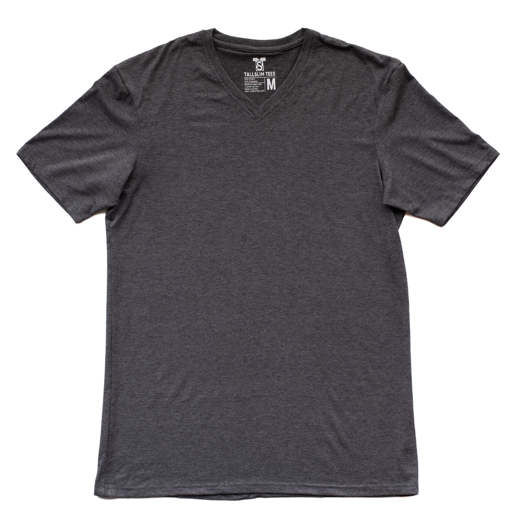 Dark Gray V-Neck Shirt for Tall Slim Men