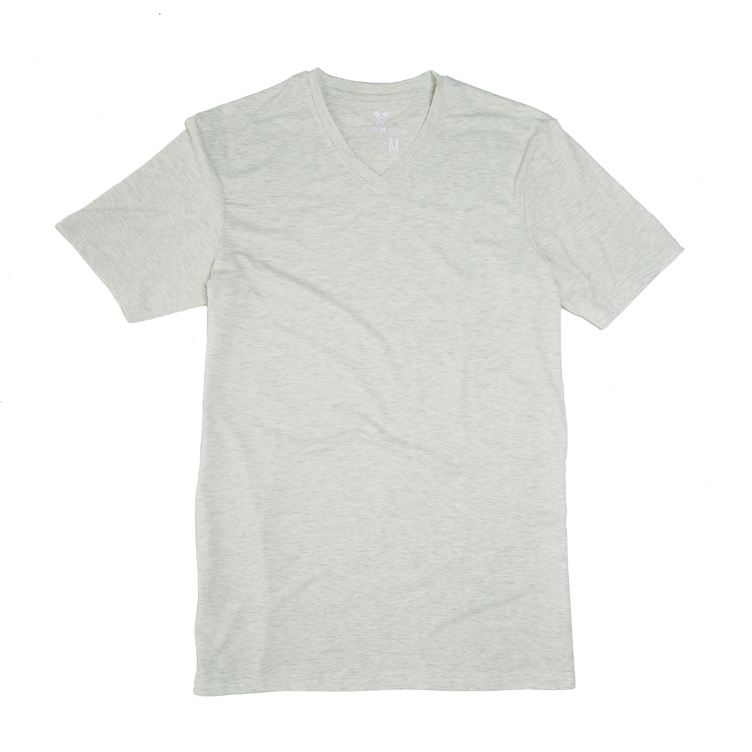 Sand Gray V-Neck Shirt for Tall Slim Men