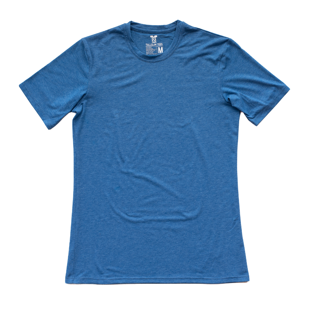 Blue Crew Neck Shirt for Tall Slim Men