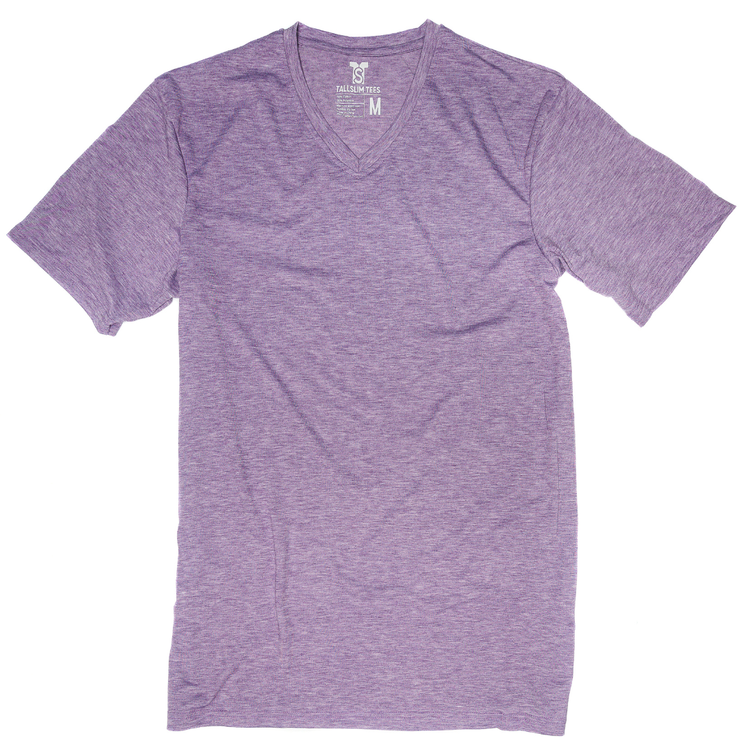 Purple V-Neck Shirt for Tall Slim Men