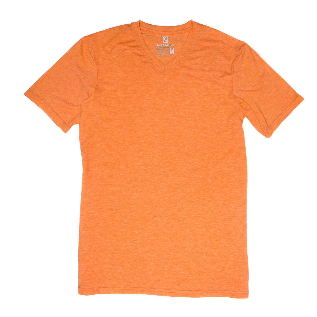 Orange V-Neck Shirt for Tall Slim Men