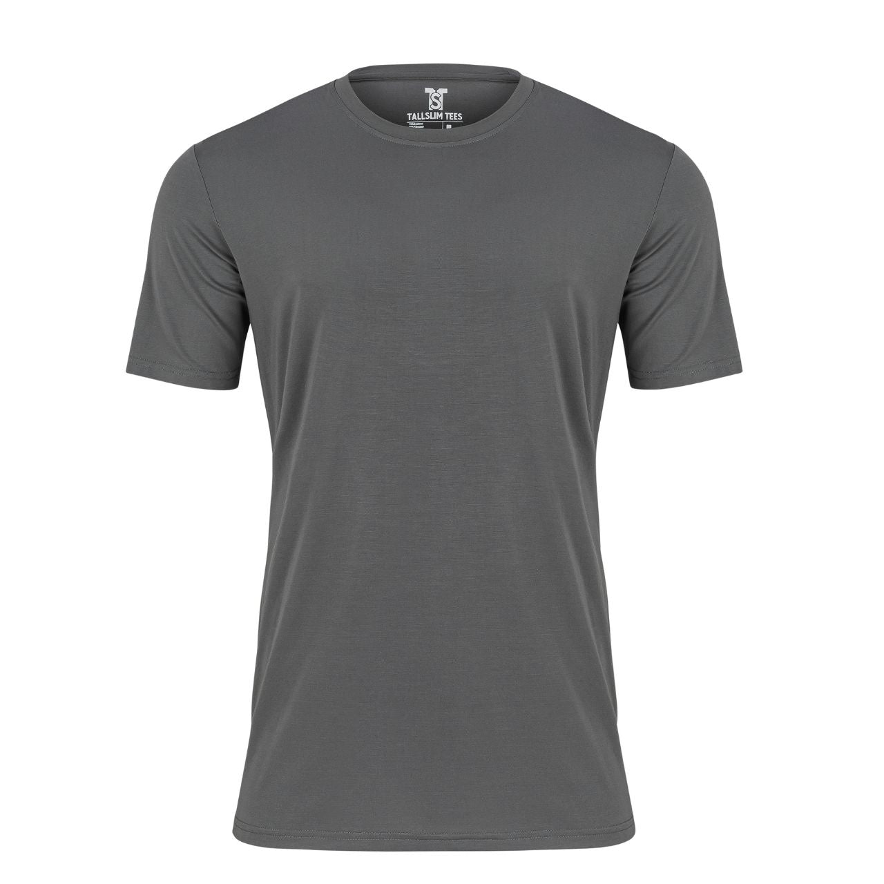 Gray Bamboo Blend Crew Neck Shirt for Tall Slim Men