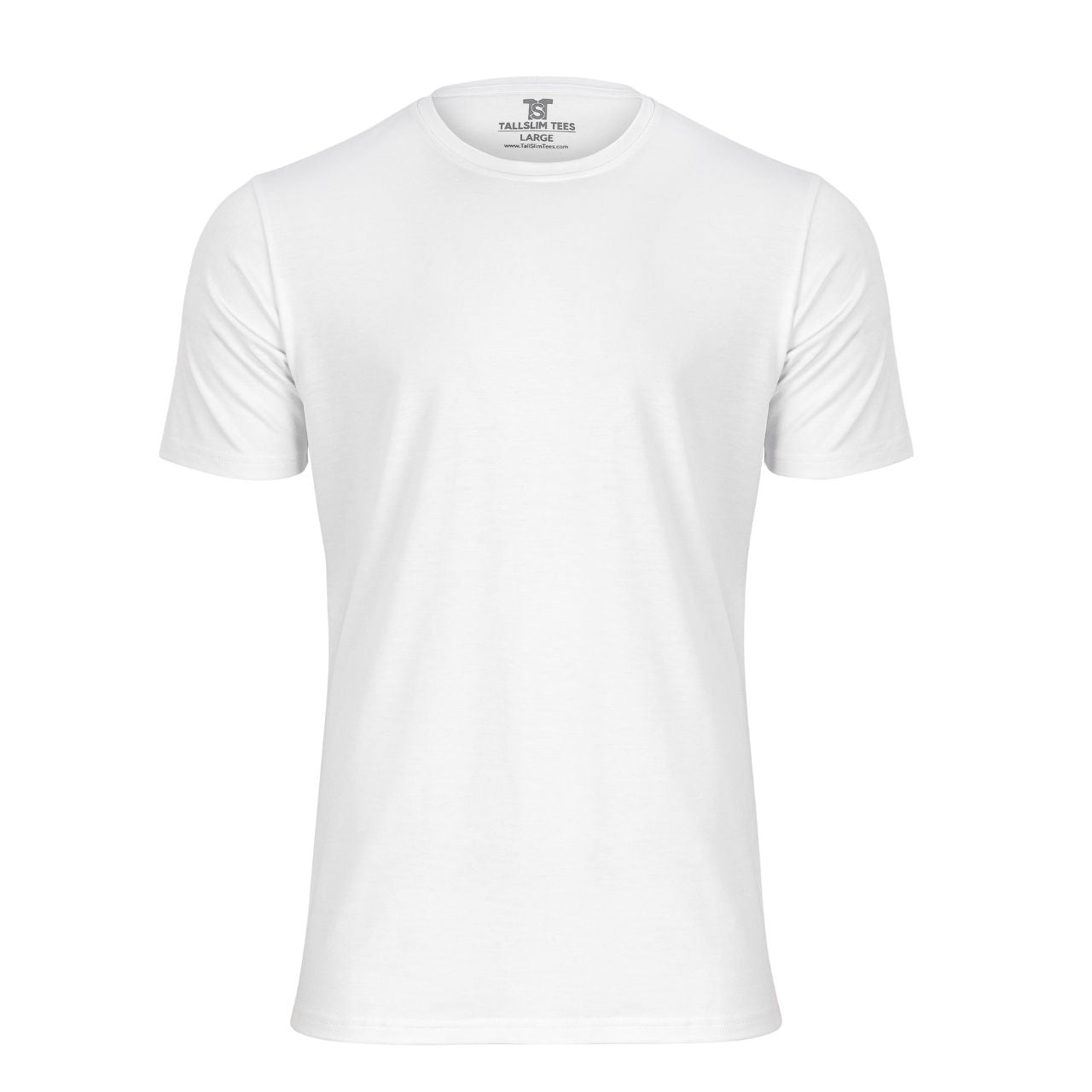 White Bamboo Blend Crew Neck Shirt for Tall Slim Men