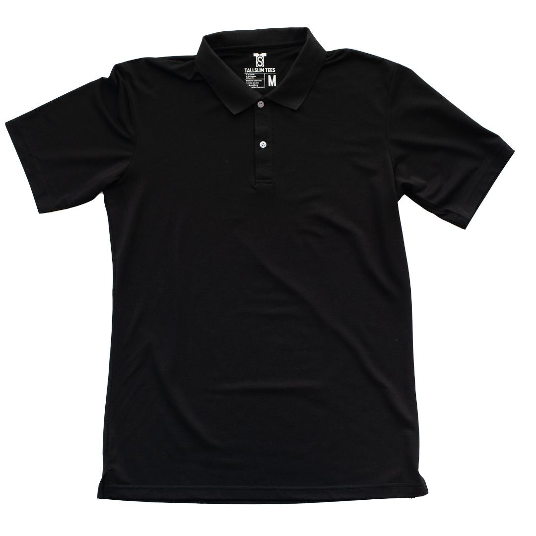 Black Polo Shirt for Tall Slim Men